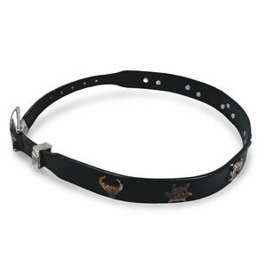 Silver Creek Western Belt Women’s 26 Black Genuine Leather Metal Animal Studded